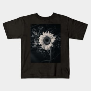 Sunflower in the Dark. Black and White Photograph Kids T-Shirt